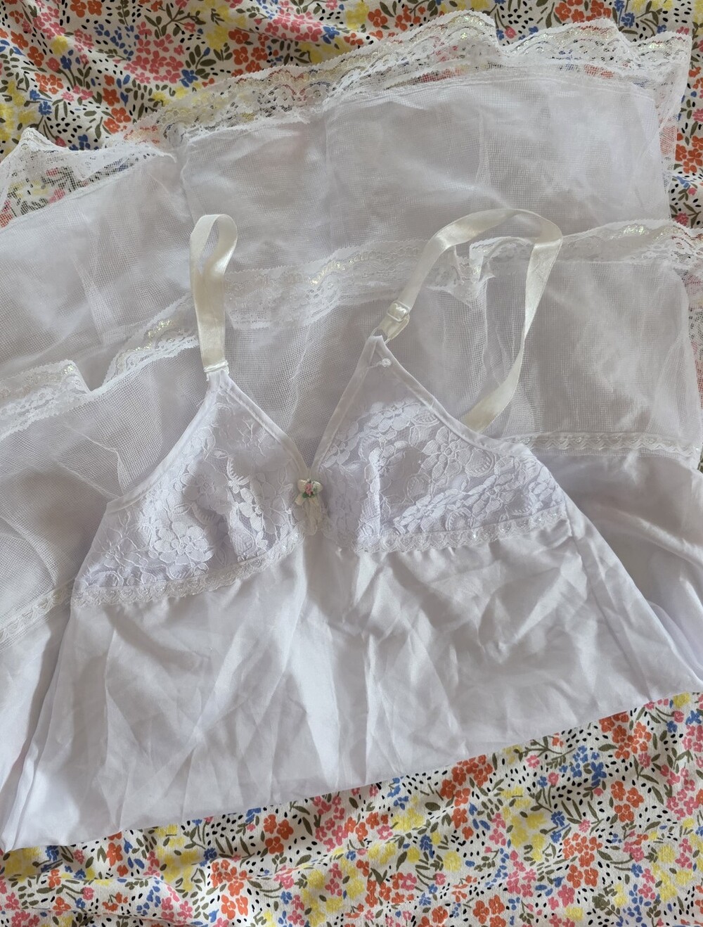 Lace-Trimmed Crinoline Slip - Dress Camisole Young Lady Size XL (Training Bra)